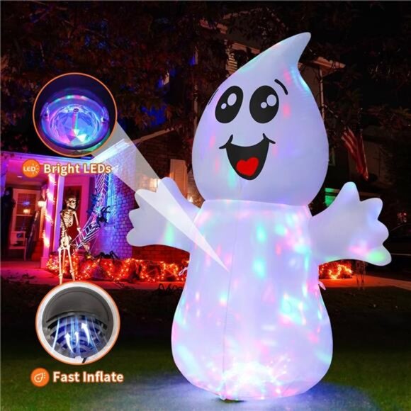 5 FT Halloween Inflatable Ghost Outdoor Decoration with Magic Light, Blow Up - Picture 3 of 7